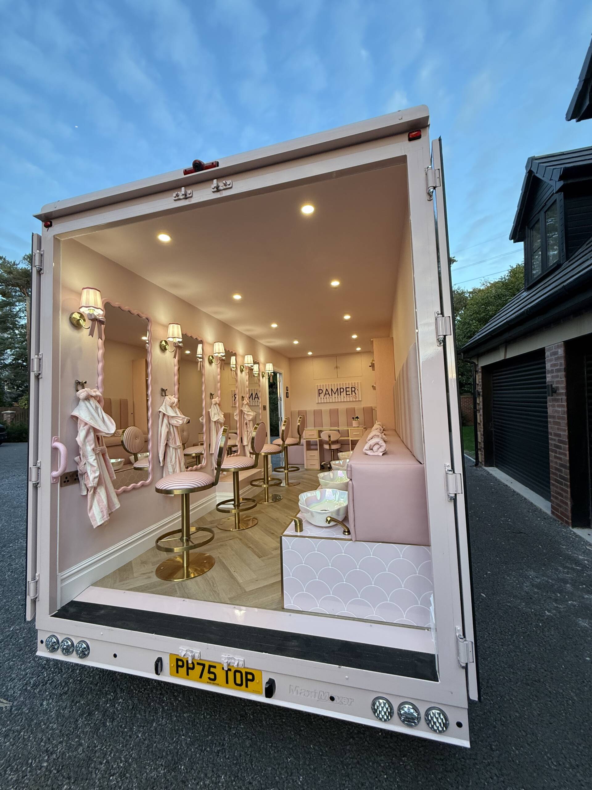 Open rear entrance to the mobile pamper salon