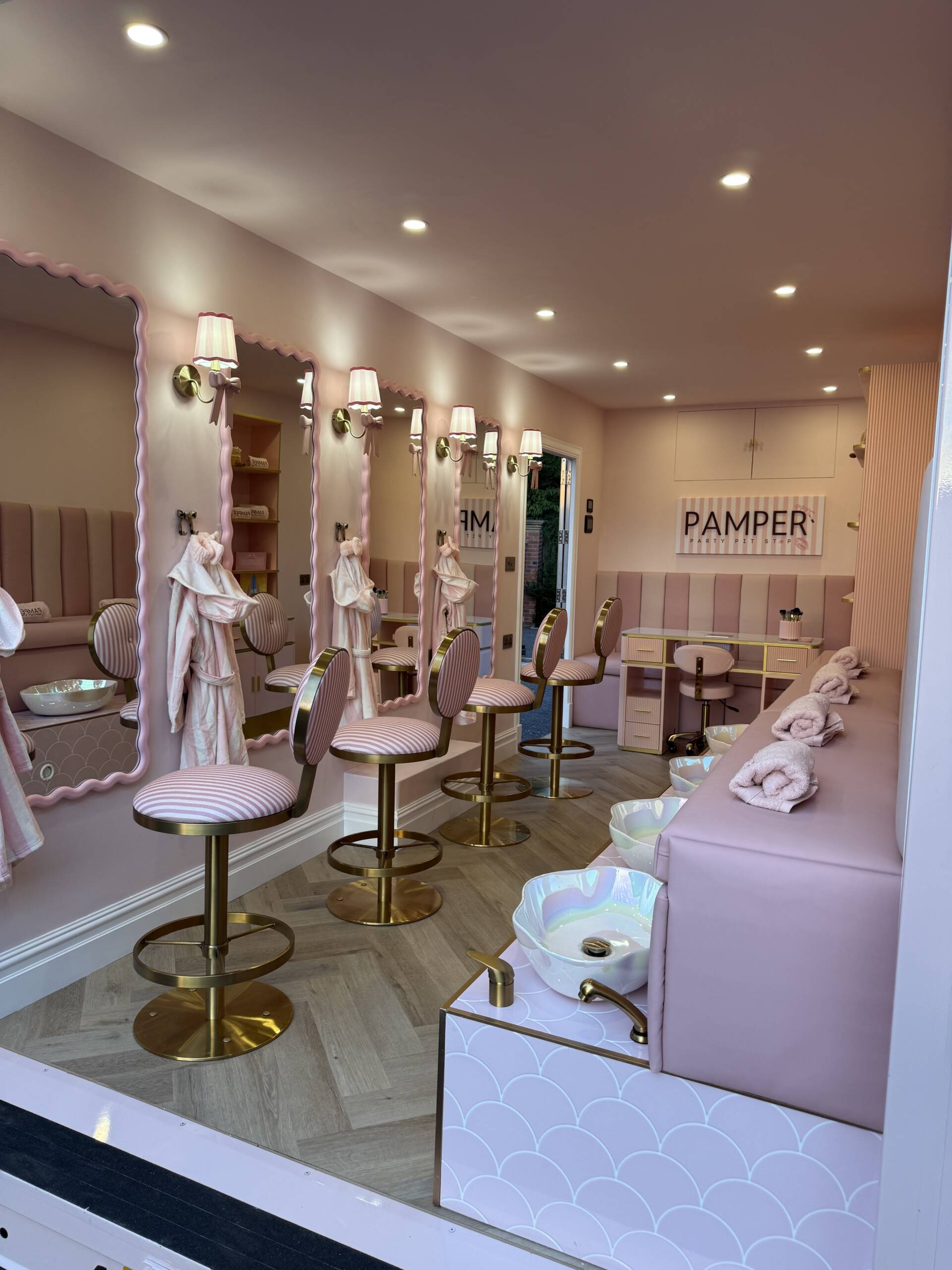 The pink mobile salon interior